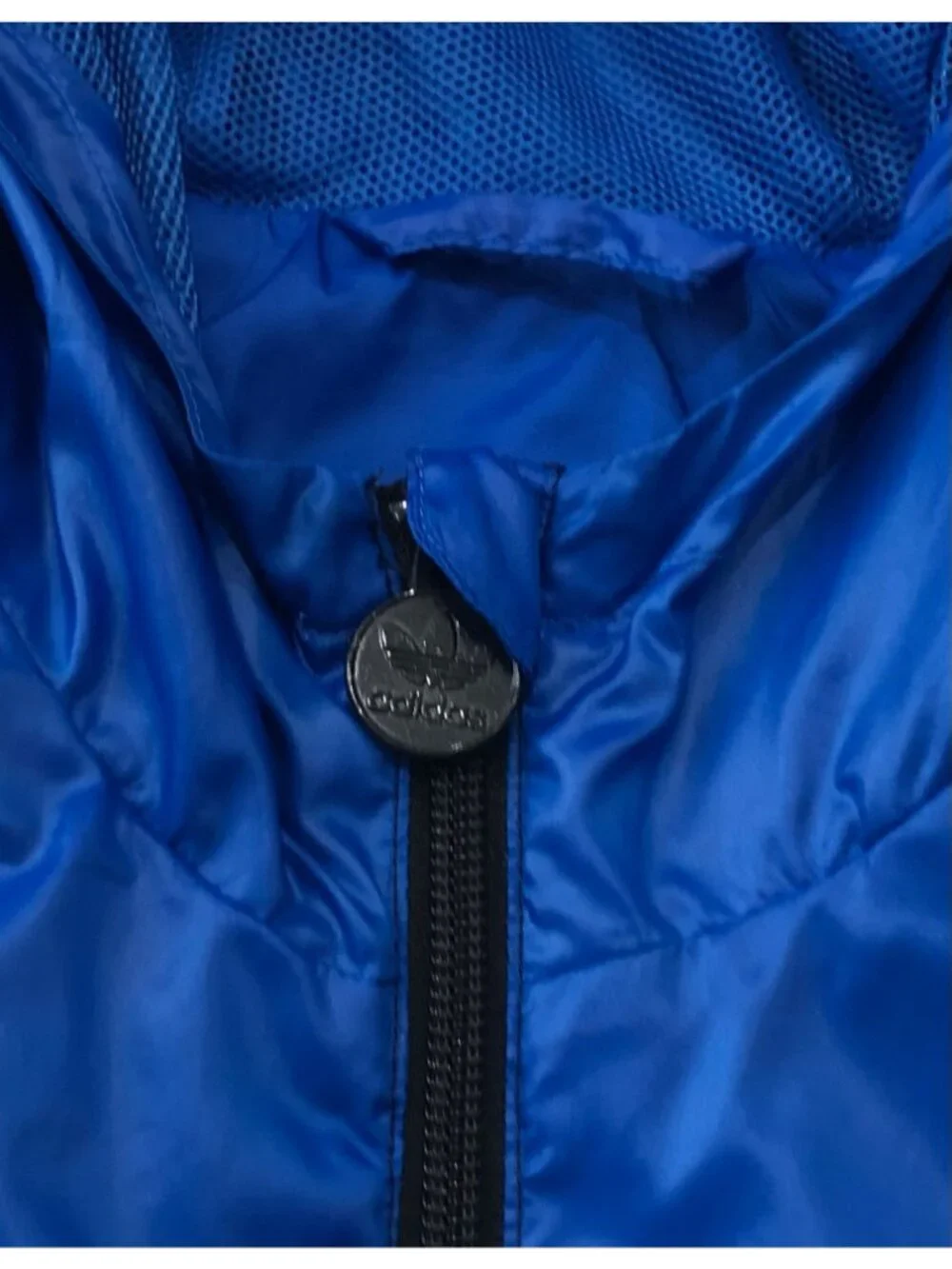 Rare Adidas Equipment Youth XL Black Blue & White Hooded Windbreaker Jacket